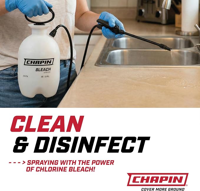 CHAPIN 2-Gallon Bleach Sprayer, Built for Disinfecting Tasks, 2 Pack | Chemical-resistant tank and seals; ideal for mold removal, disinfecting and cleaner applications with nozzle and 40-in hose