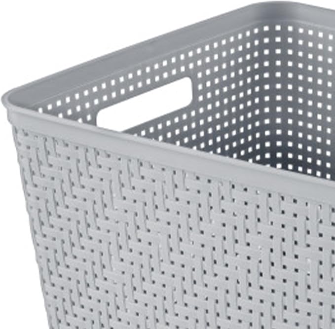 Sterilite 18 Pack Plastic Storage Bin Organization Containers, Tall Baskets, Cement