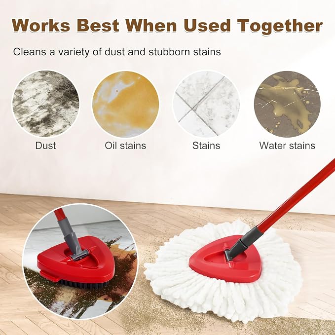 7 Pack Mop Heads Replacements for O Cedar, MOp Replace Heads for EasyWring 1 Tank,Includes 4 Microfiber Spin Mops Refills,2 Upgrade Scrubber Brushes and 1 Base for Deep Cleaning Machine Washable