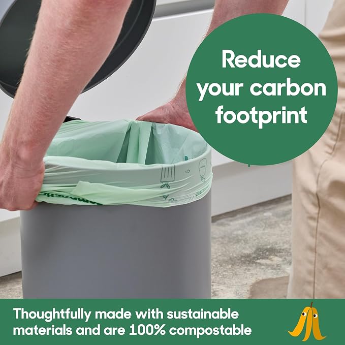 Compostic Compostable Trash Bags, 13 Gallon Tall Kitchen (100 Count) Bulk Pack — Extra Strong, Home Compostable, Plant-Based, Non-Toxic, Unscented Garbage Bags (Pack of 2)