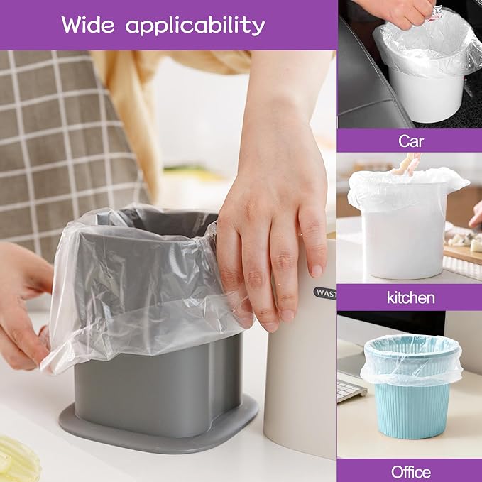 0.5 Gallon Mini Trash Bags, 300 Count Desktop Trash Bag Wastebasket Bin Liners, Small Plastic Bags for Home Office Kitchen, Purple