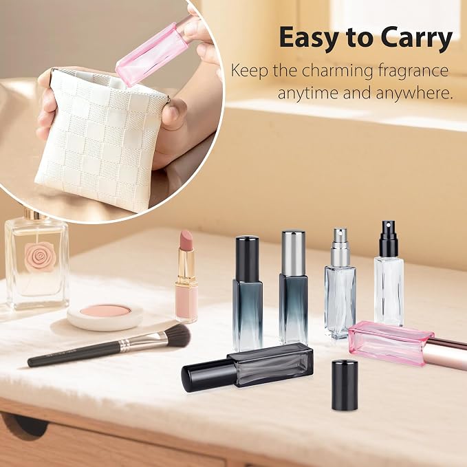 Perfume Travel Refillable 3 Pack 10ml Leak Proof Travel Perfume Bottles | Leak Proof Glass, Easy Refill, TSA Friendly Size, Fine Mist Spray Perfume Atomizer Ideal for Travel, Purse and Daily Carry