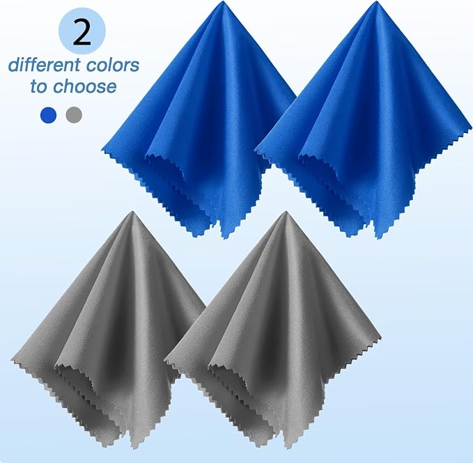 Frienda 12 Pack Microfiber Cleaning Cloth,Blue,Deep Gray | 12x12 Inch Large for Eyeglasses Screen Lens, Reusable Washable, Streak-free Lint-free, Cameras Phones Tablets Monitors
