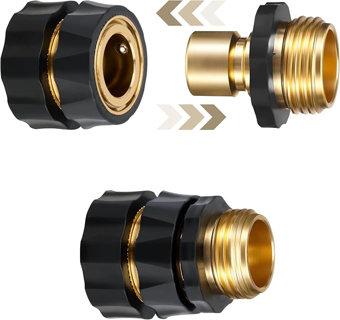 Twinkle Star 3/4 Inch Garden Hose Fitting Quick Connector, 2 Sets | Male and Female 2 Sets, Garden Hose Adapter, Quick Connect Hose Fittings, Water Hose Quick Connect Fittings