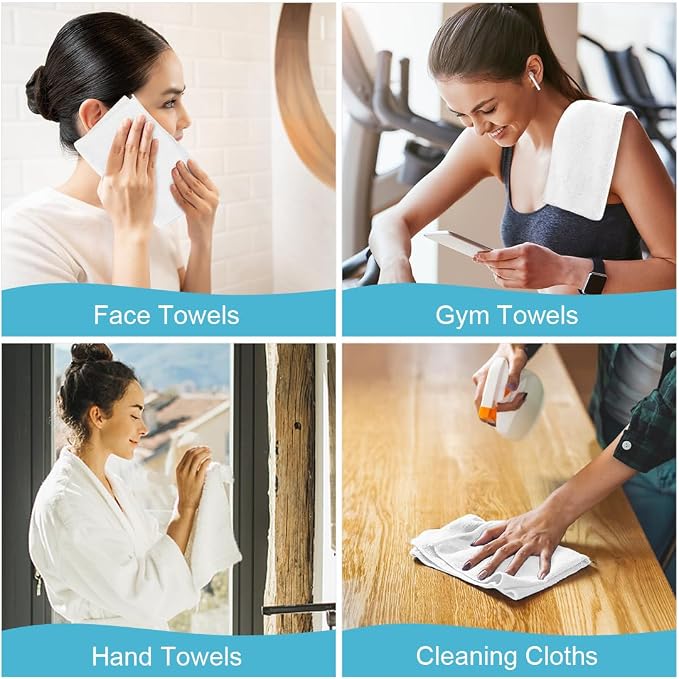 Orighty Wash Cloths, Face Towels 12x12 Inch 20 Pack | Soft Quick-drying White Washcloths, Multi-Purpose Microfiber Face Cloths for Bathroom, Gym, Spa, Hotel, Travel