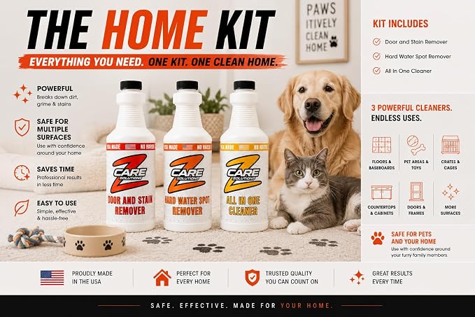 Home Cleaning Kit by ZCare Solutions Hard Water Remover, All in One Cleaner, & Odor and Stain Remover Bundle for Homes, Kitchens, Bathrooms, Bedrooms, and more