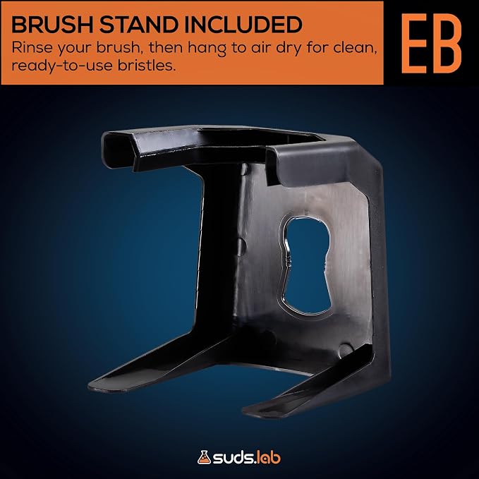 Suds Lab Elite-Bristle Boar's Hair Detailing Brush, Deep Cleaning, Stand | Metal-free, high absorbency tool for scratch-free interior & exterior car detailing