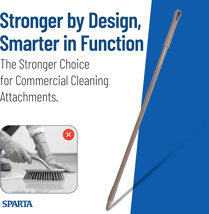 SPARTA 41225EC01 Fiberglass Broom Handle, Mop Handle, Replacement Handle With Acme Threaded Tip For Commercial Cleaning, 48 Inches, Brown, (Pack of 12)