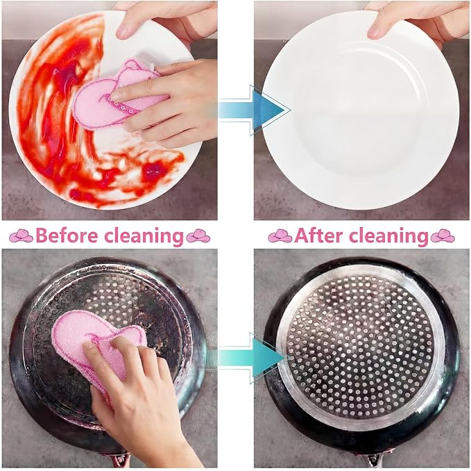 12 Pcs Cowgirl Hat Sponge Dish Scrubber Dual Sided Non Scratch Dish Washing Scrubbers Reusable Household Cleaning Kitchen Tools for Dishwashing Washing Dishes Cookware Tubs Sinks