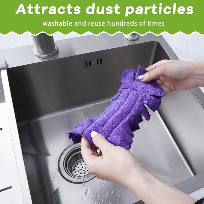 Zubebe 50 Pcs Reusable Duster Refills Fleece,Dark Color | Soft Polyester Fiber Flat Duster Refill Multi Surface Washable Cleaning Pad Tools for Home, Blinds, Car, Pet, Furniture, Fans