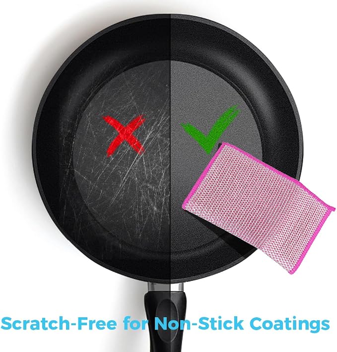 AIDEA Non Scratch Wire Dishcloth 24PK, Dish Cloths for Washing Dishes 7"×8" | Upgraded Wire Dishwashing Rag, Dual Sided,Stainless Steel Wipes, Cleaning Pads Steel Scrubber for Cookware, Sinks, Stove Tops