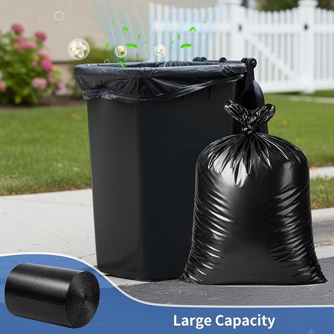 8gal Black Trash Bags,100ct 50x60cm Tear Resistant Tasteless | Kitchen Tall Reinforced Leakproof Garbage Bags