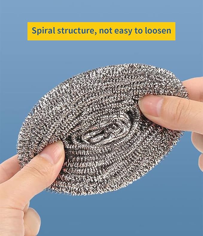 6Pcs Steel Wool Scrubbers - Flexible Scrubber Pads for Cleaning Dishes, Pots, Pans, Grills and Sinks