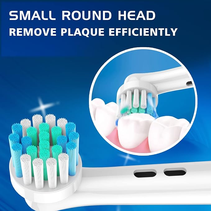 Replacement Brush Heads Fit Oral-B Electric Toothbrushes,8Pcs | Small Round Head,for Daily Clean,Refills for Oral B Handles 3756 3757 3744 3765 3709 4729,End-rounded DuPont Bristles