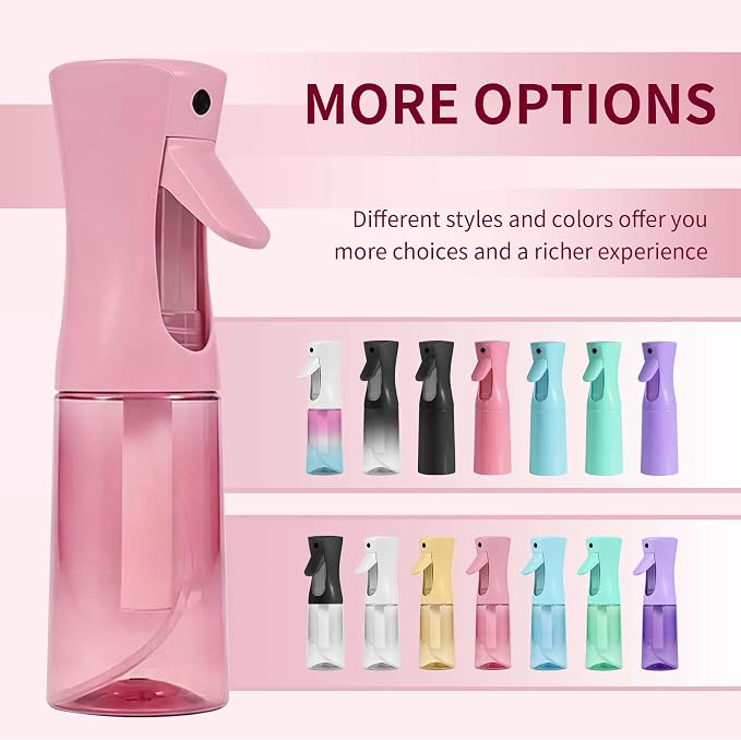 Continuous Spray Bottle for Hair - Ultra Fine Mist Water Sprayer for Hairstyling, Curls, Plants, Cleaning, Salon - 300ml/10.1oz 1 Pack