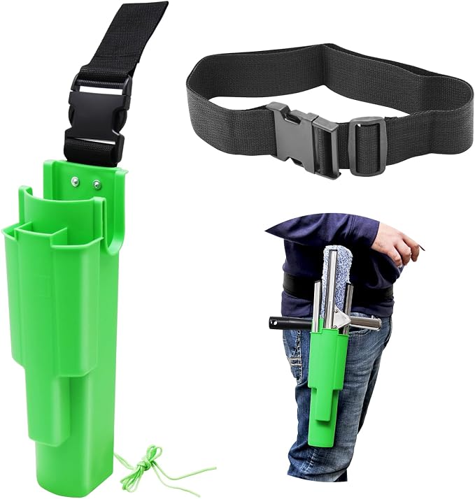 Window Cleaning Side Bucket On a Belt Holster Holds 3 Squeegees and a Washer