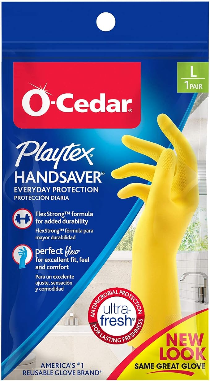 Playtex HandSaver Reuseable Rubber Cleaning Gloves (Large, Pack - 1), Everyday Protection Reusable Household Gloves
