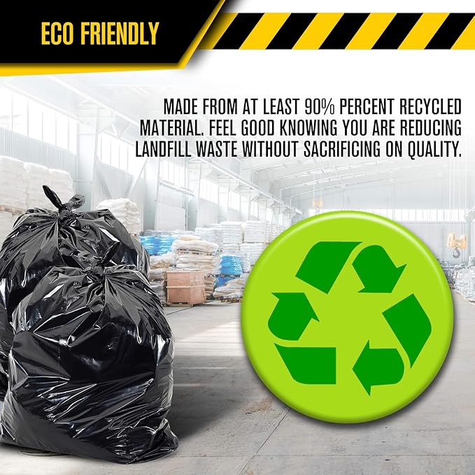 Ultrasac Heavy Duty Contractor Bags (VALUE 50 PACK/w TIES), 42 Gallon, 32.75" X 47" - 3 MIL Thick Large Black Industrial Garbage Trashbags for Construction and Commercial use