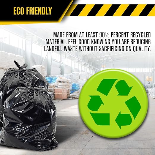 Ultrasac 33 Gallon Trash Bags - (Huge 100 Pack/w Ties) - 39" x 33" Heavy Duty Large Professional Quality Black Garbage Bags - Extra Strong Plastic Trashbags for Home, Kitchen, Lawn, and Other