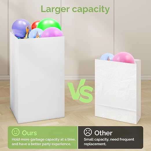 Magicheap 13 Gallon Disposable Trash Cans for Parties, 4 Pack, White | 13.5"L x 10.0"W x 21.6"H, Reusable, Portable, Collapsible, Recycled Cardboard Trash Can for Events Parties Camping