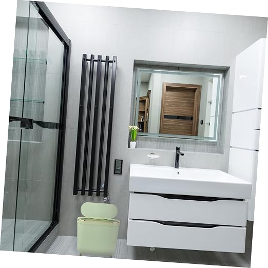 Slim Plastic Trash Can with Lid Narrow Waste Bin for Kitchen Bedroom and Bathroom Space-Saving Garbage Holder for Compact Areas Easy to Clean and Replace Bags