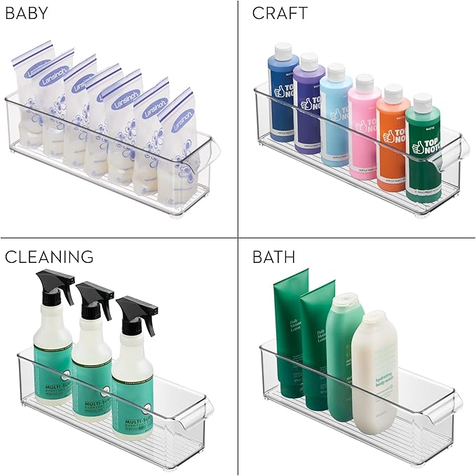 iDesign Stackable Fridge Storage Bin with Handle, Set of 6, Clear | Ideal for Fridge and Freezer, Made in USA