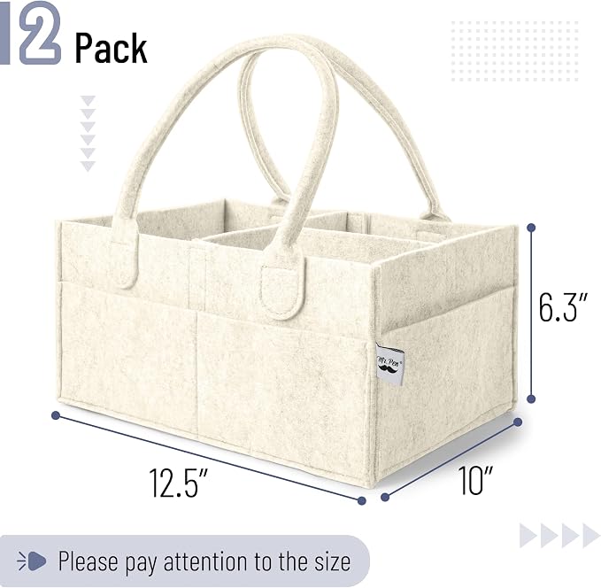 Mr. Pen- Baby Diaper Caddy Organizer, 2 Pack, Beige | Nursery Storage Bin and Car Organizer for Diapers and Baby Wipes