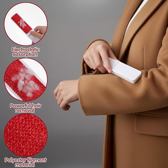 Hecila Foldable Lint Brush for Clothes Portable Lintbrushes Compact Size | Reusable Mini Lint Brushes, Travel Removal Tool, Furniture, Pet Hair, Sticky Surface, Easy to Clean, No Mess, Fuzz Remover