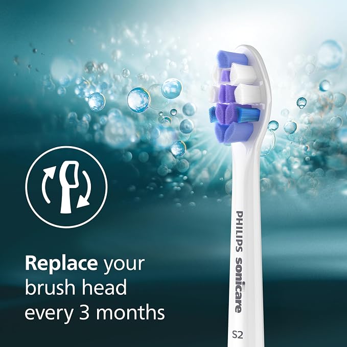 Philips Sonicare S2 Sensitive Brush Heads, 6-Pack, 18 Month Supply, White | 1000% More Plaque Removal¹, Gentle on Sensitive Teeth & Gums, BrushSync Reminder, 62,000 Bristle Movements/Min, HX6056/77