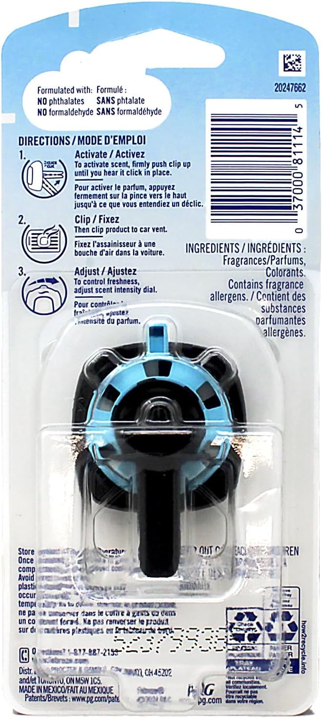 Febreze Odor Clear Car Vent Air Freshener Clip, Hawaiian Aloha 0.06 Fl.Oz - 8 Pack