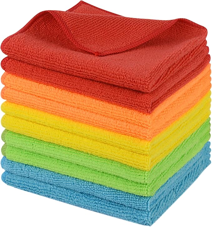 Dish Cloth for Washing Dishes Kitchen Washcloth Cleaning Cloth | 12x12inch 10pack Kitchen Towels Rags, Microfiber Cleaning Cloths, Wash Cloths, Meshless, Wholesale, Assorted