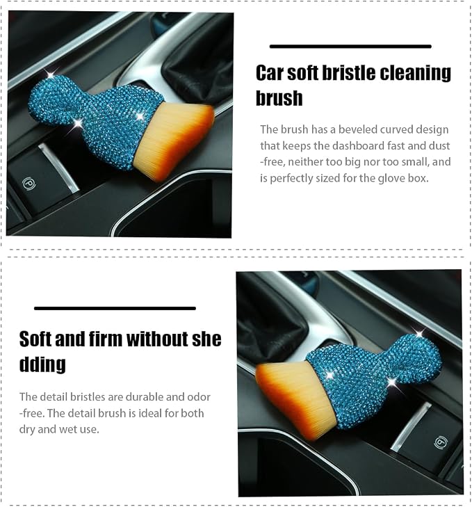 zipelo Diamond-Handle Car Detailing Dust Brush, Lake Blue | soft synthetic bristles, beveled profile reaches narrow gaps, scratch-free wet or dry use, compact storage, cleaning tools