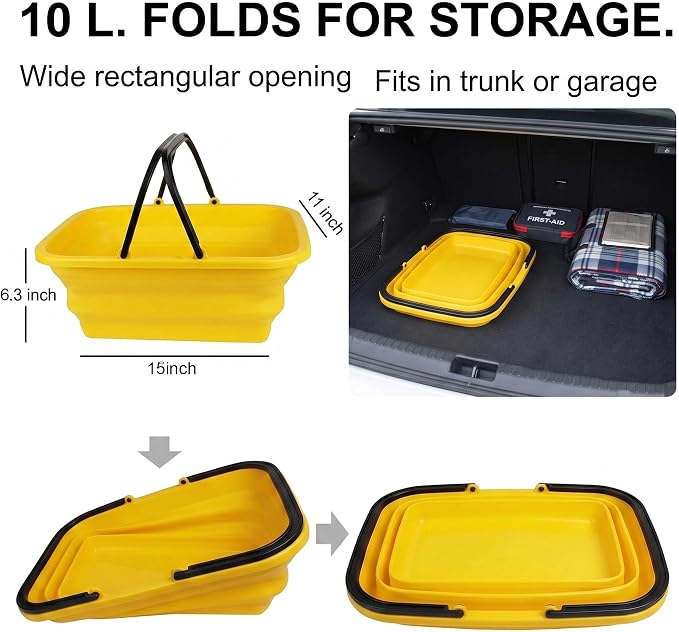 Window Cleaning Kit with 10L Collapsible Bucket | Includes a 56-inch windshield squeegee for car, home and outdoor window cleaning