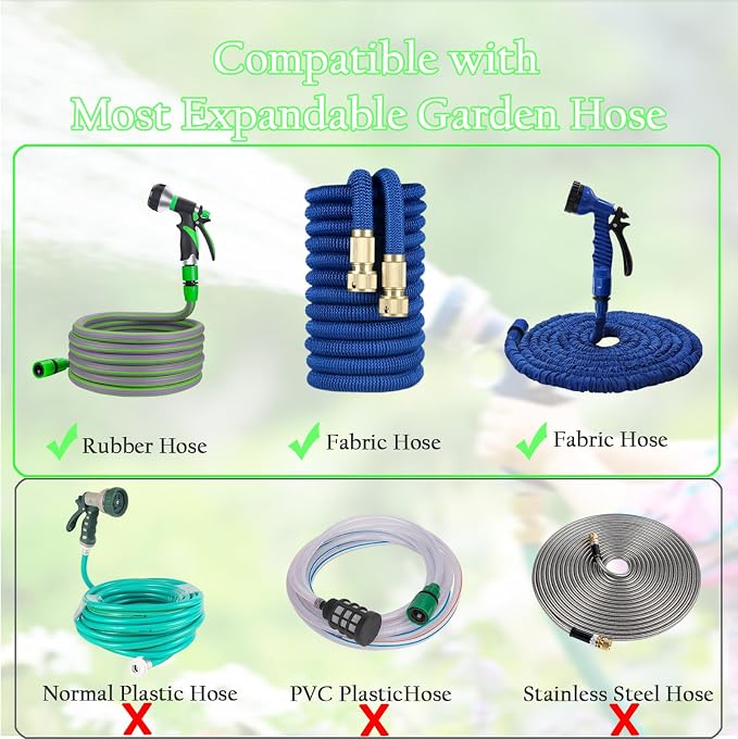 Expandable Hose Repair Kit, 3 Sets Dual-Channel Flexible Garden Hose Connector, Female Male Retractable Water Hose End Repair Fittings Fits for Rubber Water Pocket Hose 25 50 75 100 FT