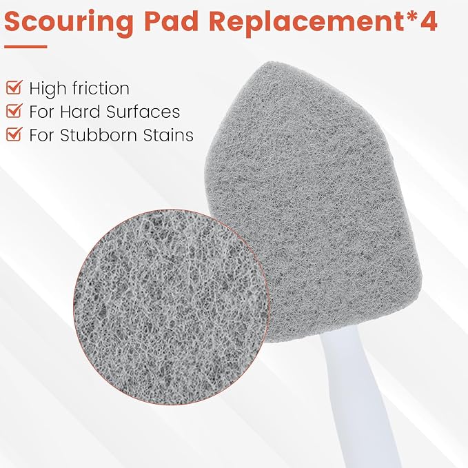Wlich Scrubber Pad Refills 6 Pack, Scouring & Microfiber, 6.1 x 4.4 in | 4 Scouring + 2 Microfiber Pads, Reusable, Hook-And-Loop Fit, Non-Scratch On Tile, Tub, Sink, Glass, Marble