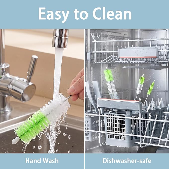 Straw Cleaner Brush Set, 7-Pack Cleaning Brush for Straw | Pipe Cleaners for Sippy Cup, Water Bottle, Tubes and Small Spaces, Works on Metal, Silicone, Plastic and Glass Straws