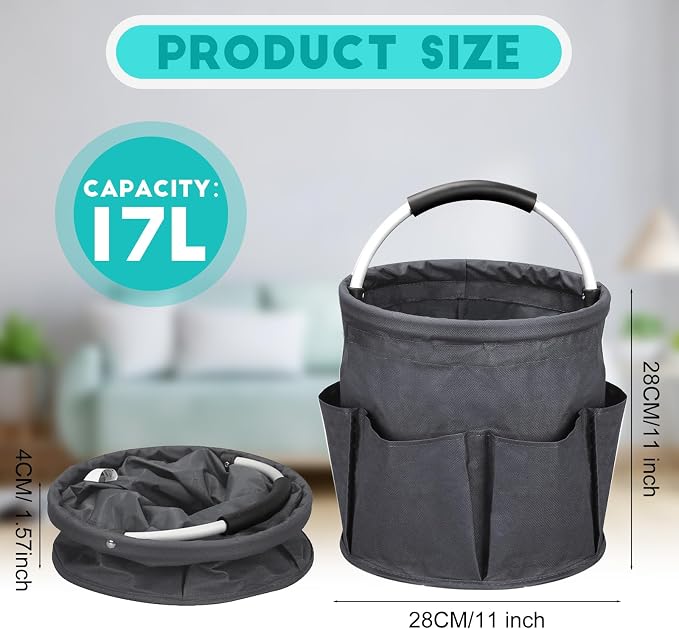 17L Cleaning Caddy for Cleaning Supplies with Handle,Cleaning Supplies Organizer Bucket for Home Garden