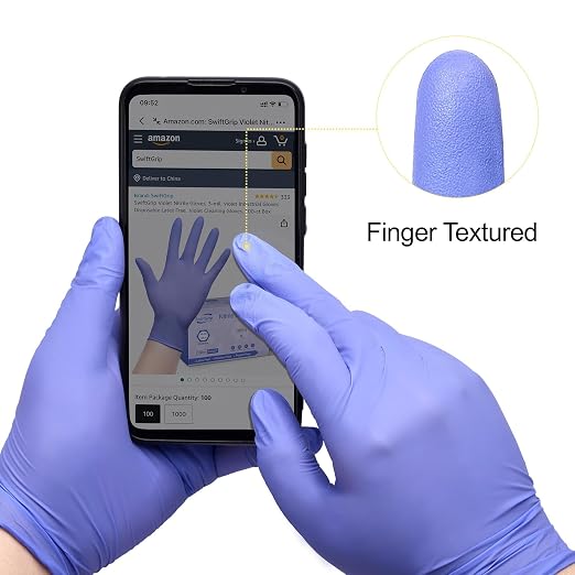 SwiftGrip Disposable Nitrile Exam Gloves, 3mil, Medium, Case of 1000, Violet Nitrile Gloves Disposable Latex Free for Medical, Cleaning, Cooking & Esthetician, Food-Safe, Powder-Free, Purple