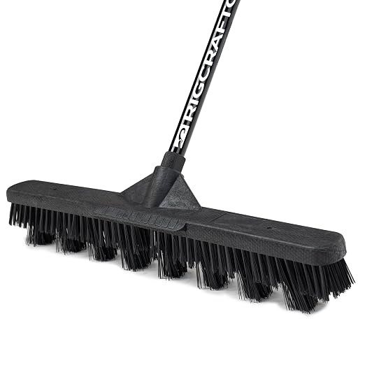 RIGCRAFTOR Heavy Duty Reefer Trailer Broom Brush, Wide Head Push Broom, Stiff Synthetic Bristles for Grooved Floors, Professional Truck and Semi Trailer Cleaning Tool, Black