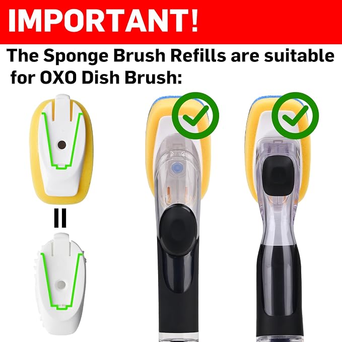 Sponge Brush Refills for OXO Soap Dispensing Dish Brush | 4 Pack Dish Cleaning Soap Dispensing Head Replacement for Scrubber（Blue）