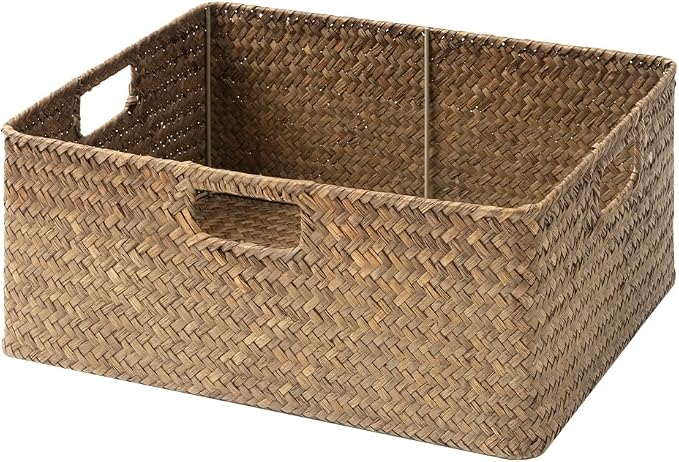 StorageWorks Extra Large Wicker Baskets for Organizing, Seagrass Baskets | Seagrass Baskets, Wicker Baskets for Storage, Wicker Storage Baskets for Shelves, Woven Baskets for Storage, Rectangle Basket