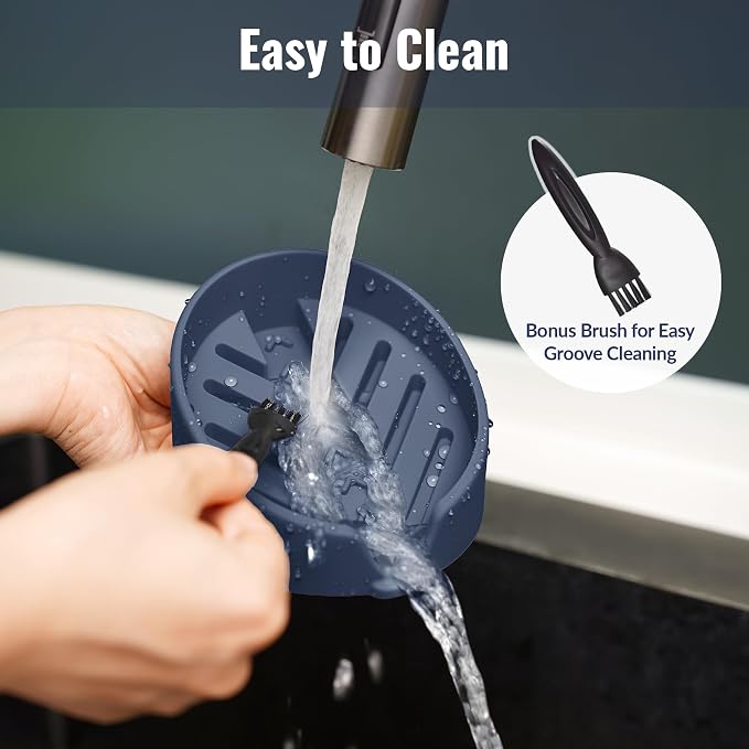 NiHome Silicone Sponge Holder for Kitchen Sink, Fits Scrub Daddy Mommy | Self-Draining Dispenser Organizer Tray, Sink Caddy Countertop Fits Soaps, Scrubber, Dishwasher Safe, Includes Brush
