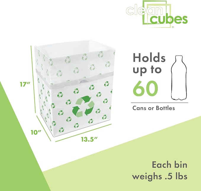 Clean Cubes 13 Gallon Disposable Pop-Up Trash Cans, 6-Pack (Recycle) | One Pack Covers the Whole Party, Place a Bin in Every Corner, No Assembly, Built-In Liner, Toss the Whole Bin When Full
