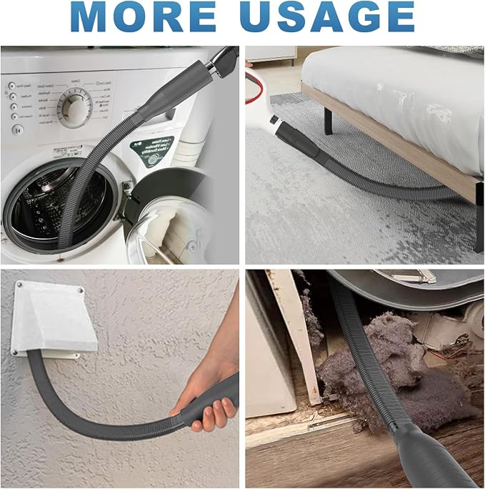 PetOde Dryer Vent Cleaner Kit – Dryer Vent Vacuum Hose Attachment Black | Dryer Vent Cleaning Hose Reach Deep Inside Vents - Remove Hidden Lint, Speed Drying & Reduce Fire Risk