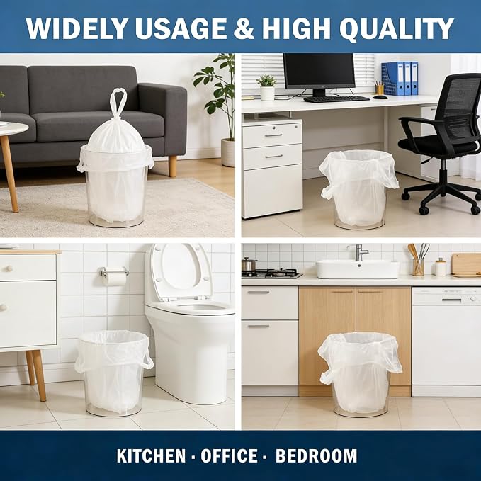 4 Gallon Trash Bags, 230 Counts Flexible & Durable Small Garbage Bags 24 x 19" Extra Thick Sturdy Trash Bag, Unscented & Easy Tearing 4-6 Gal Can Bin Plastic Bags for Home Office Kitchen Bathroom