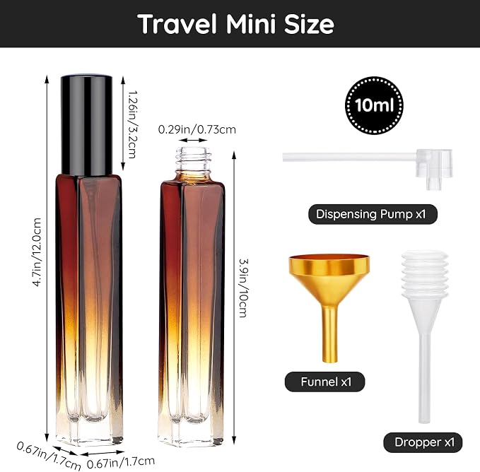 Segbeauty 10ML Travel Cologne Sprayer, 5 Packs Refillable Atomizer Spray Bottle for Perfume, Empty Mini Glass Perfume Bottle Fine Mist Dispenser, Portable Leak-proof Sample Bottles for Travel Outgoing