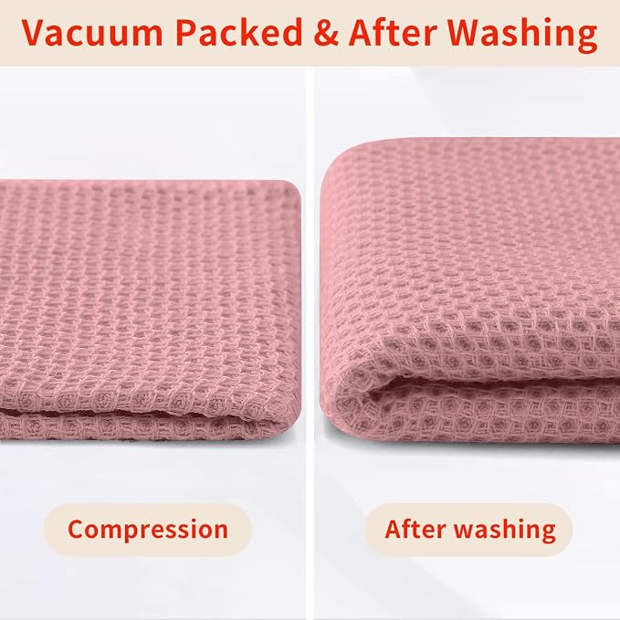 Homaxy 100% Cotton Waffle Weave Kitchen Dish Cloths 8-Pack, Dried Rose | 12 x 12 Inches, Ultra Soft Absorbent Dish Towels, Quick Drying Dish Rags with Hanging Loop