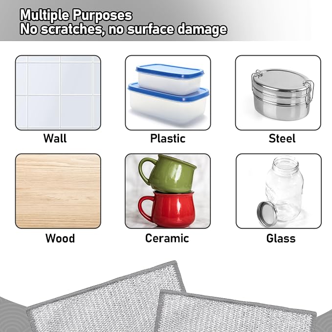 XANGNIER 10 Pcs Multipurpose Wire Dishwashing Rags for Wet and Dry,2024 New Multifunctional Non-Scratch Wire Dishcloth,Wire Cleaning Cloth,Non Scratching Metal Wire Rag for Kitchen,Counter,Dishes,Sink | Multipurpose Steel Wool Cleaning Cloths,Wet & Dry...