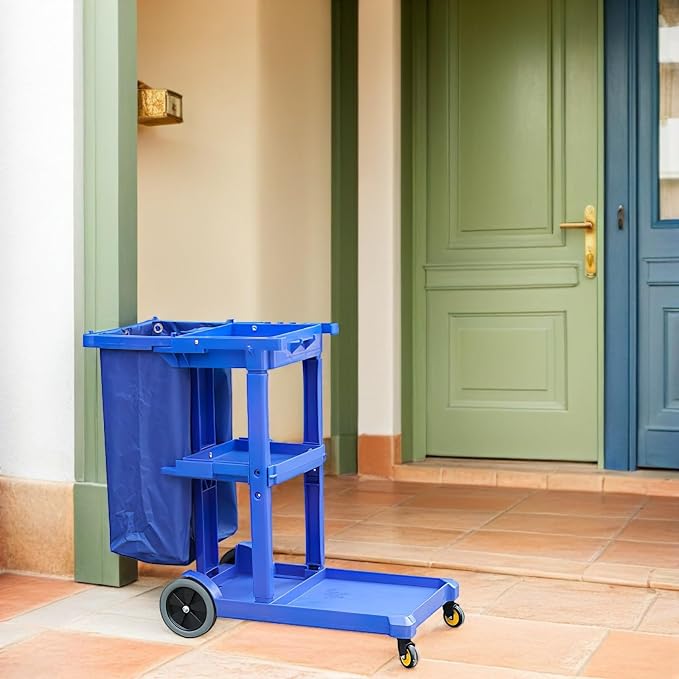 Healifty Portable Rolling Cleaning Cart Bag with Sturdy Polyester Material and Quick-Entry Feature, Multipurpose Organizer for Janitorial Staff in Hotels and Hospitals