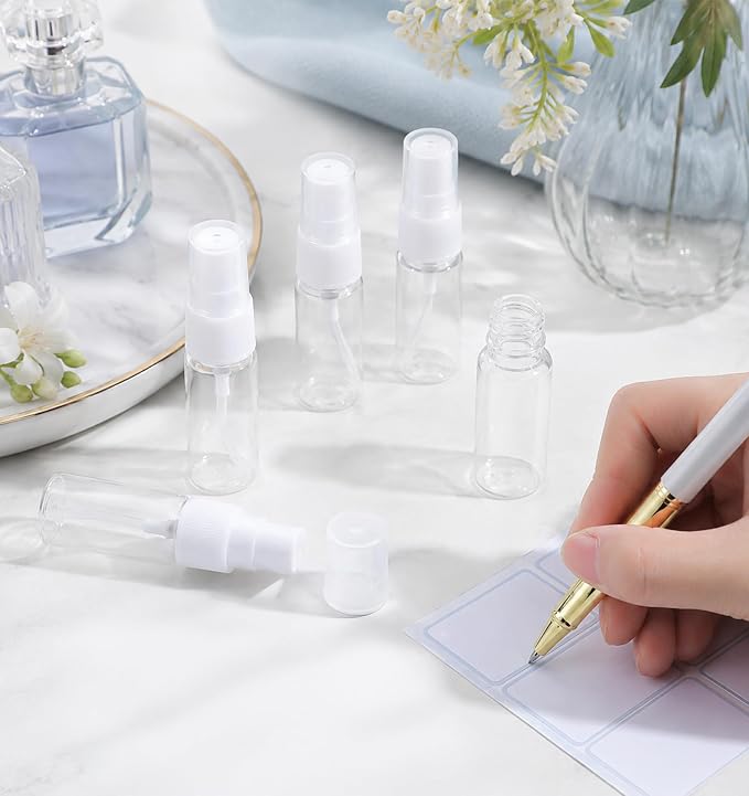 8Pcs Mini Spray Bottle, 0.5oz Travel Spray Bottle Refillable Fine Mist 15ml | Tiny spray bottle delivers fine mist, refillable leak-proof plastic, portable for travel perfume, skincare and daily use.